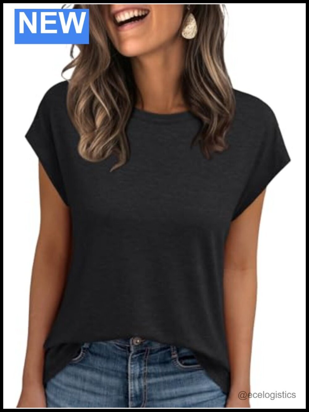 Cap Sleeve Tunic Top Soft Business Casual Blouse Work Tee